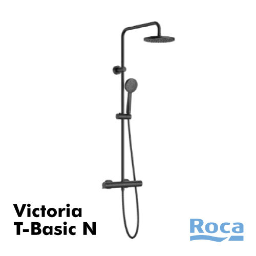 Roca A5A9F18NB0 - Columna de ducha termostática Victoria BASIC, Version  Nueva Acabado, Negro mate