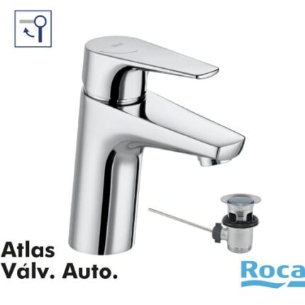 ROCA Monomando Atlas A5A3290C00 con válvula automática para Lavabo