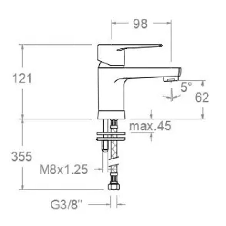 Medida RAMON SOLER Monomando Titanium para Lavabo