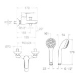 Medida RAMON SOLER Monomando Titanium para Bañera-Ducha