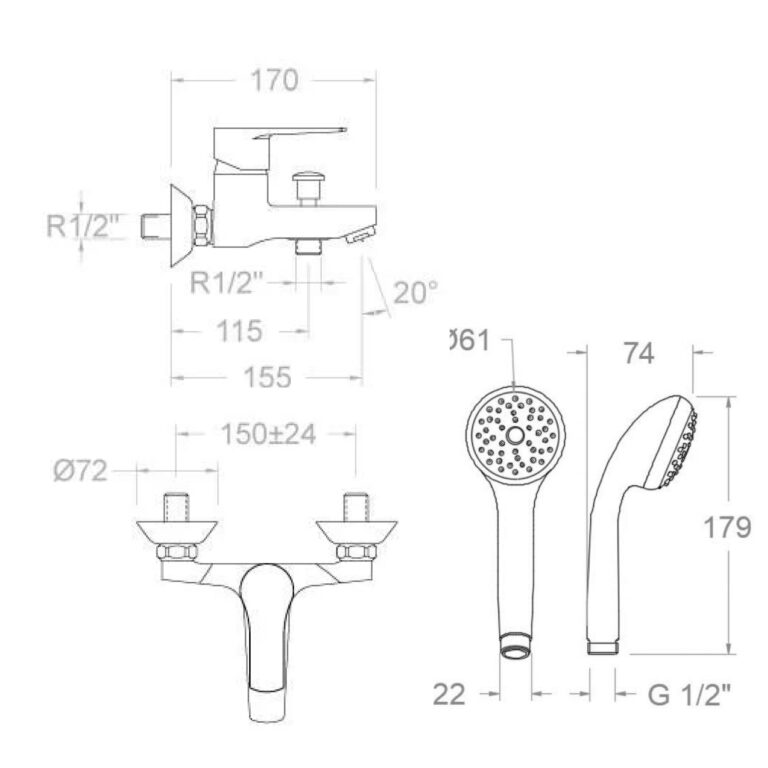 Medida RAMON SOLER Monomando Titanium para Bañera-Ducha