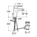 Medida ROCA Monomando Atlas A5A3290C00 con válvula automática para Lavabo