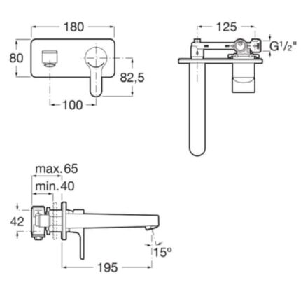 Medida ROCA Monomando empotrable L20 A5A3L09C00 para Lavabo