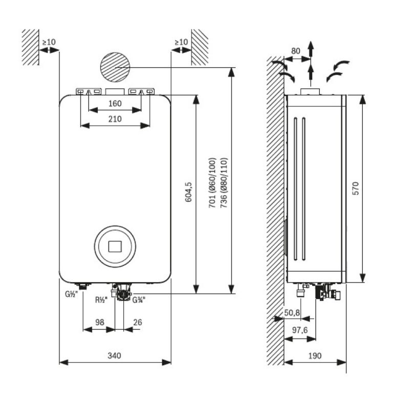 Medida BOSCH Calentador Estanco Therm 6600 S para Butano/Propano 12 Litros