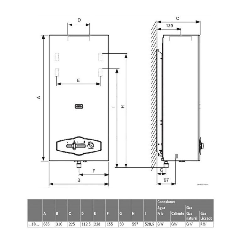NECKAR Calentador Atmosférico WRN10 4 KE de exterior - Butano/Propano 10 Litros