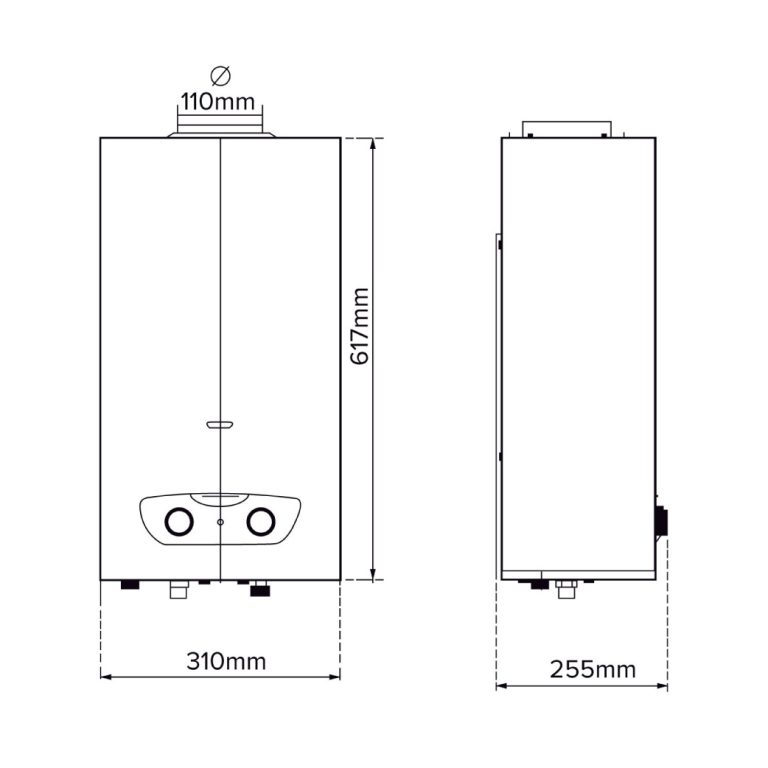 Medida ARISTON Calentador Atmosférico FAST R X de exterior - Butano/Propano 11 Litros