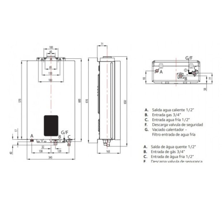 Medida ARISTON Calentador Estanco Next Evo X (sin Kit) - Butano/Propano 11 Litros