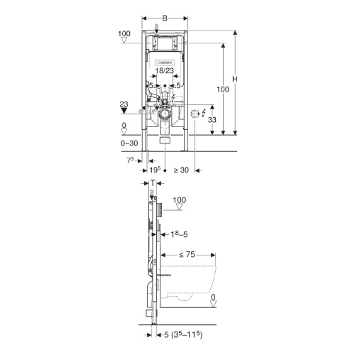Medida GEBERIT Bastidor DuoFix con Cisterna Empotrada Sigma para Inodoro Suspendido