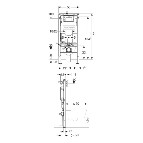 Medida GEBERIT Bastidor DuoFix con Cisterna Empotrada Sigma para Inodoro Suspendido