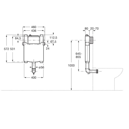 Medida ROCA Bastidor Basic Tank One A890070200 para Inodoro Suspendido