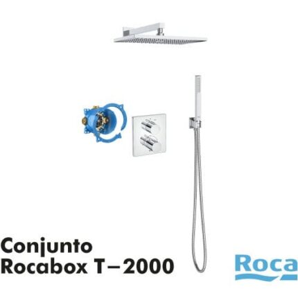 ROCA Conjunto Termostático Empotrado RocaBox T-2000 Square A5D1088C00 para Bañera o Ducha
