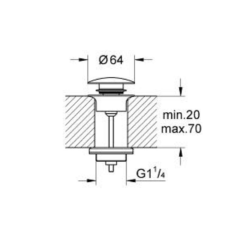 Medida GROHE Válvula de desagüe con Click-clack Negro Mate