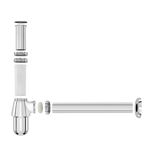 REF: A506401614 Sifón botella de 1 1/4" para lavabo. Tubo de 250 mm