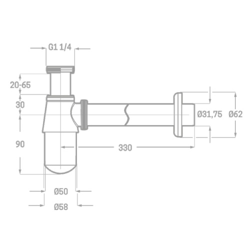Medida CIS Sifón de botella para Lavabo