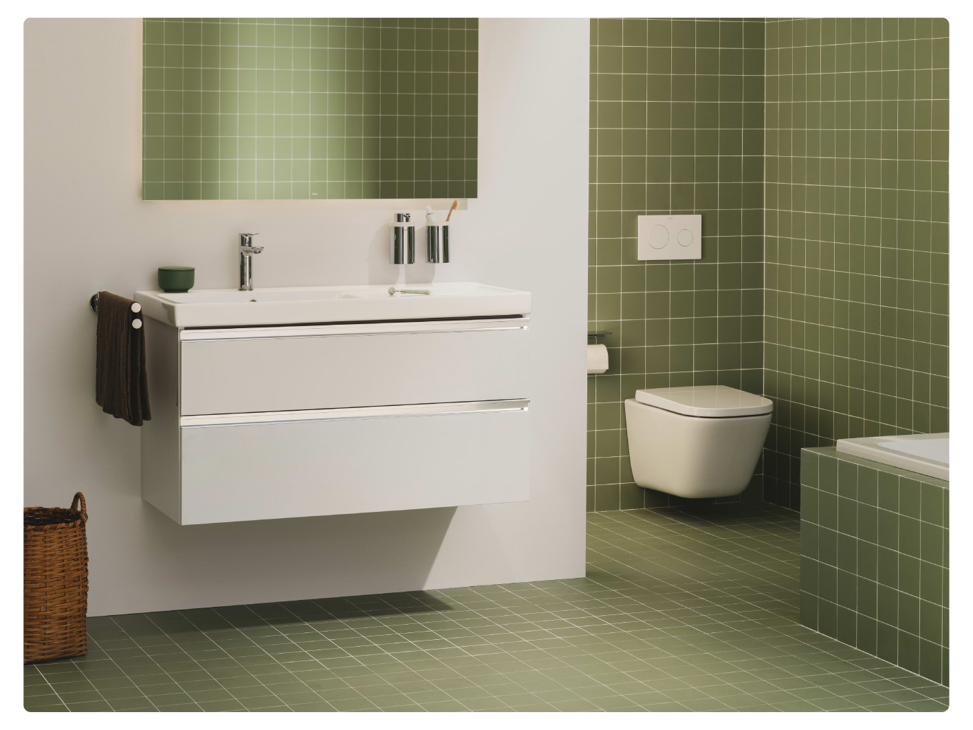 Galería Placas de accionamiento Roca PL10 en baños de diseño y modernos
