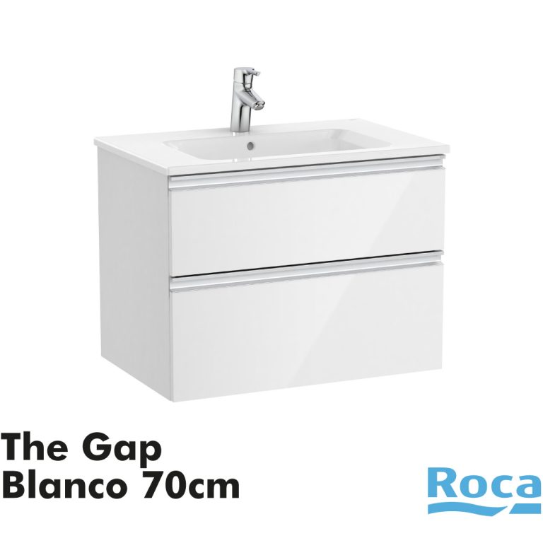 ROCA Mueble base suspendido de dos cajones y lavabo The Gap A851477806 Blanco brillo 70cm