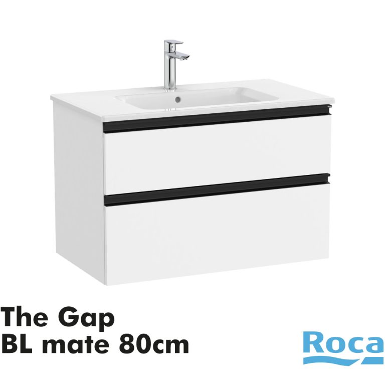 ROCA Mueble suspendido de dos cajones y lavabo The Gap A851478509 Blanco mate 80cm