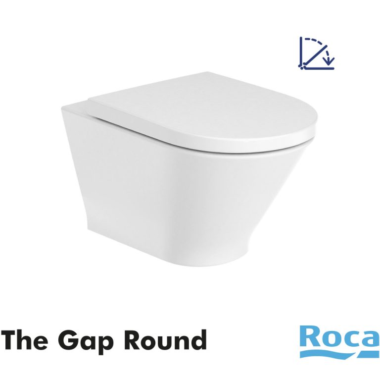 ROCA Inodoro Suspendido The Gap Round Rimless® A3460NL000 Y tapa amortiguada A801d10001