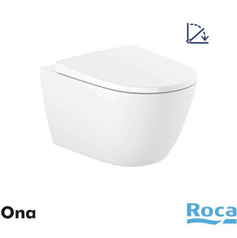 ROCA Inodoro Suspendido Ona Rimless® A346687000 con tapa de caída amortiguada