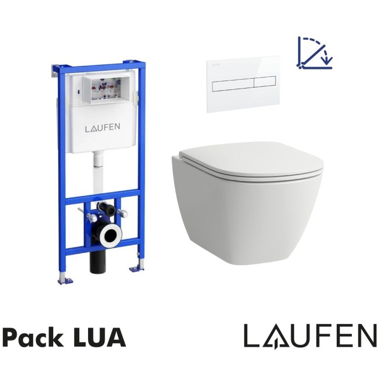 LAUFEN Pack Inodoro Suspendido LUA Advanced con bastidor LIS CW1 y pulsador AW1 Blanco