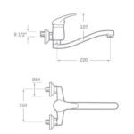 Medida KALLA Monomando Fregadero Pared Enkel 23605 150mm