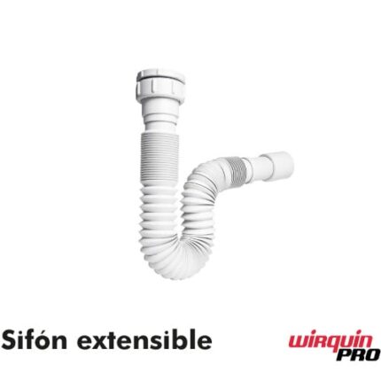 WIRQUIN Sifón Extensible 1 1/2 Diámetro 40-50 Gancho sujeción Blanco